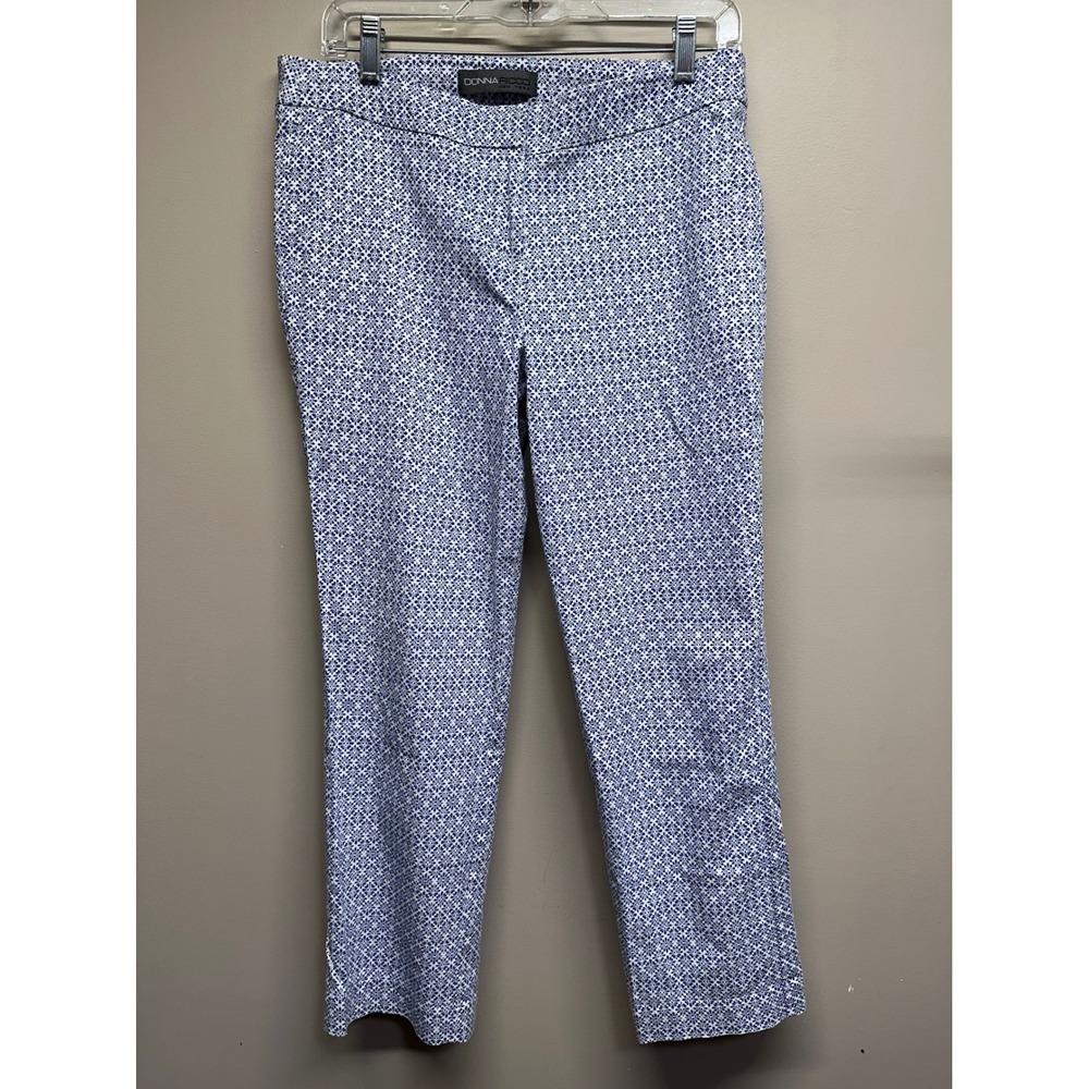 Donna Ricco New York Women's Size‎ 8 Blue White Geometric Print Ankle Pants